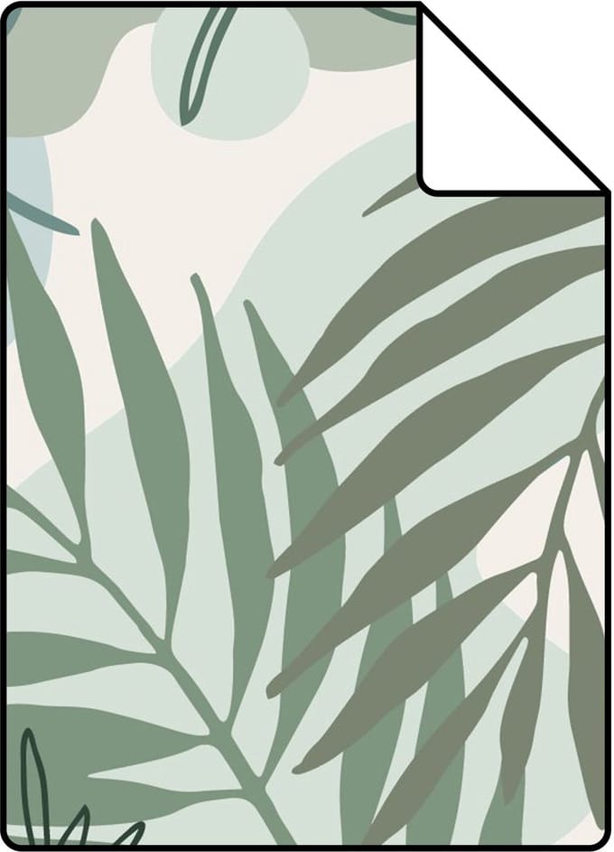 Proefstaal ESTAhome behang bladeren groen en blauw - 26.5 x 21 cm - 139820-S