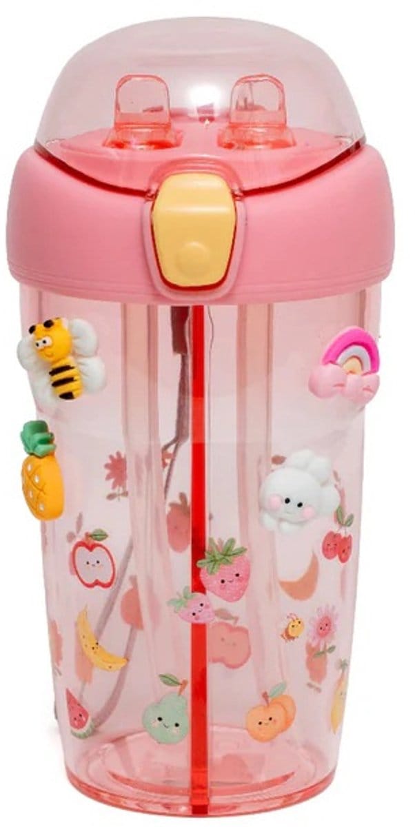 Petit Monkey Drinkfles Sparkling Fruits - Roze