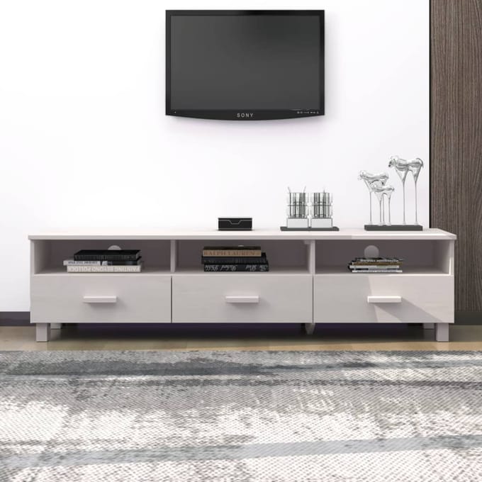 vidaXL - Tv-meubel - HAMAR - 158x40x40 - cm - massief - grenenhout - wit