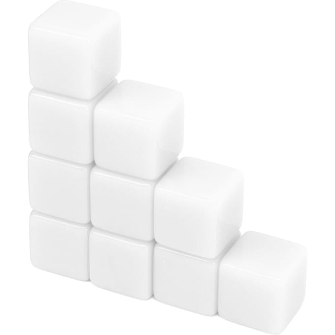 Ensemble de 30 dés 16 mm Dés vierges à six faces Cubes à écrire Jeu pour l'enseignement des mathématiques Éducation Blanc blanc