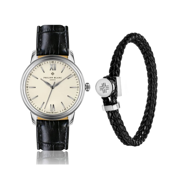 Krokodillenleren horloge en band Philipp Blanc Geneva