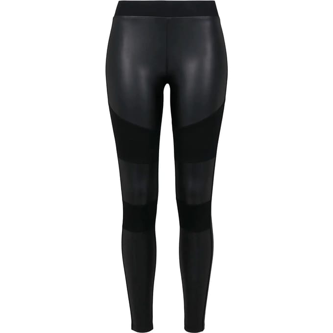 Urban Classics Fake Leather Tech Dames Legging - zwart - S