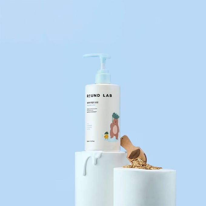 Round Lab Baby Mild Top tot Teen Wasgel 300ml + Lotion 300ml Set Zacht Baby Lichaamsverzorgings Duo white