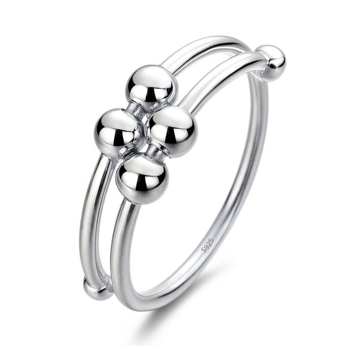 Anxiety Ring - (Dubbele ring) - Stress Ring - Fidget Ring - Anxiety Ring For Finger - Draaibare Ring Dames - Spinning Ring - Spinner Ring - Zilver 925