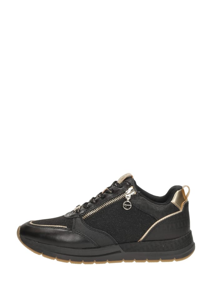 Tamaris Dames Zwart Goud Mode Veterschoenen met Rits