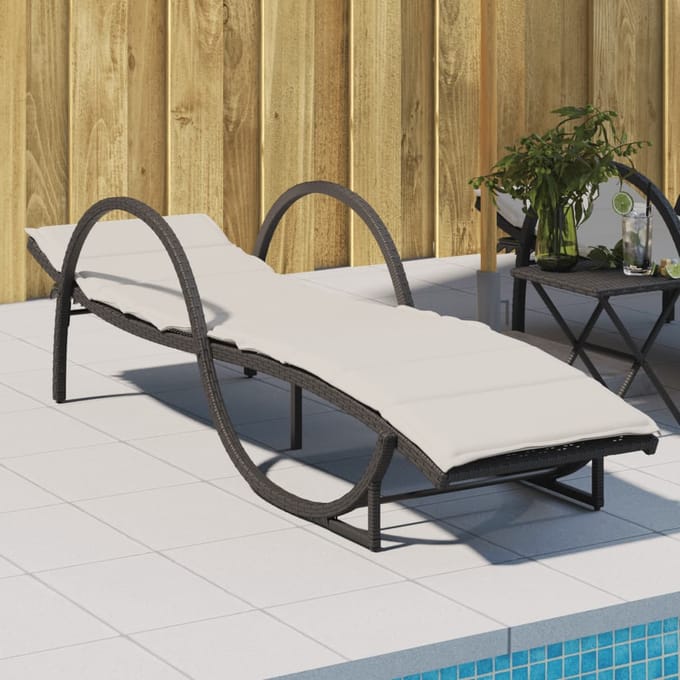 vidaXL - Ligbed - met - kussen - 60x199x42 - cm - poly - rattan - zwart