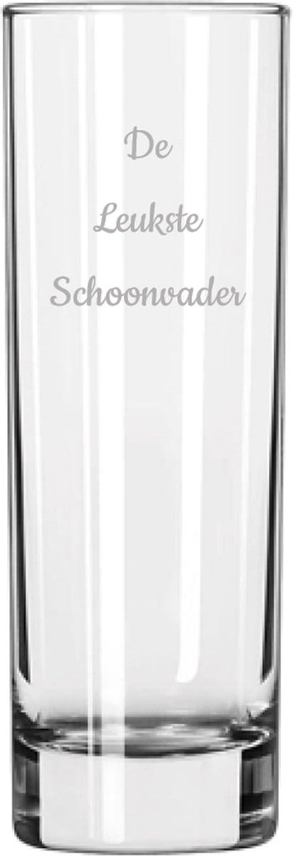 Gegraveerde longdrinkglas 22cl De Leukste Schoonvader
