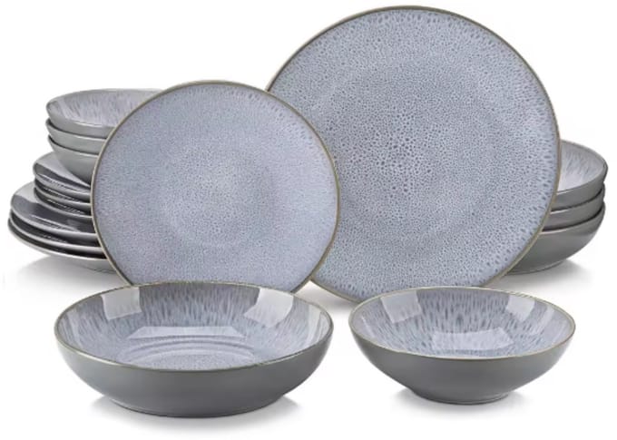 Prestigious Serviesset – 4 persoons – 16 delig – Grijs Keramisch – Dinerborden – Breakfast Plates