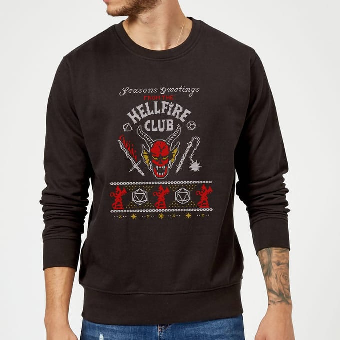 Stranger Things Hellfire Club Christmas Christmas Jumper - Black - S
