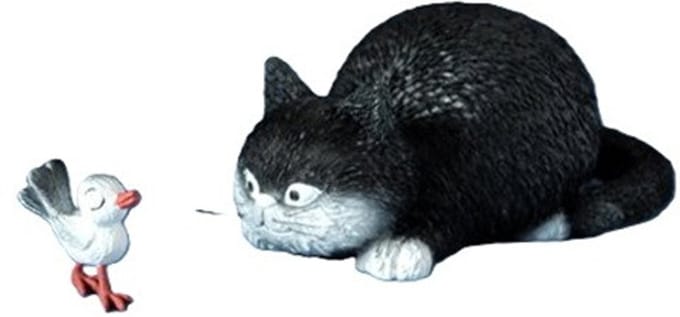 Vogel: Pak me dan! tegen de Kat – Dubout Kattenbeeldje – Parastone – 4 x 10 cm