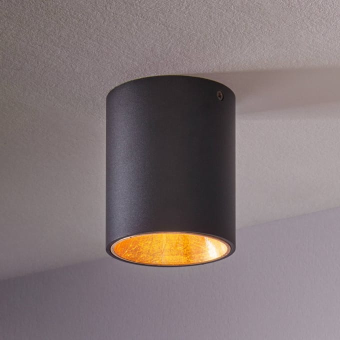 EGLO Polasso - Plafondlamp - 1 Lichts - LED - Ø100mm. - Zwart, Goud