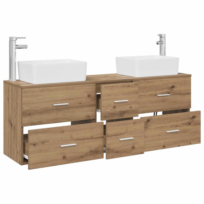 vidaXL - Badkamerkast - set - 3 - st - Artisanaal - eiken - 136 - x - 35 - x - 80 - cm
