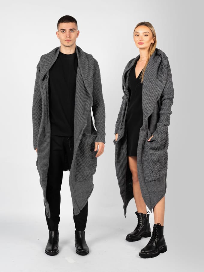 La Haine Iside Us Cardigan Unisex-LM056 Vrouw Grijs