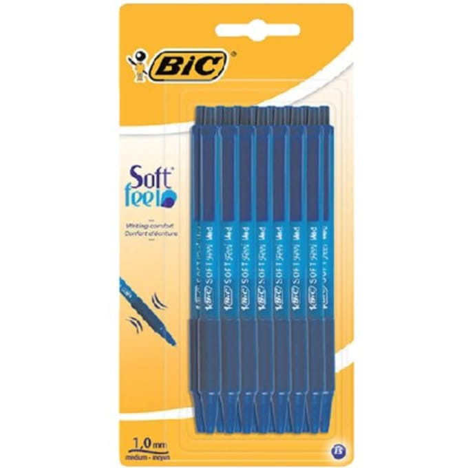 BIC Soft Feel Clic - Balpen - Klikmechanisme - Blauw- Zachte grip - 15 Stuks