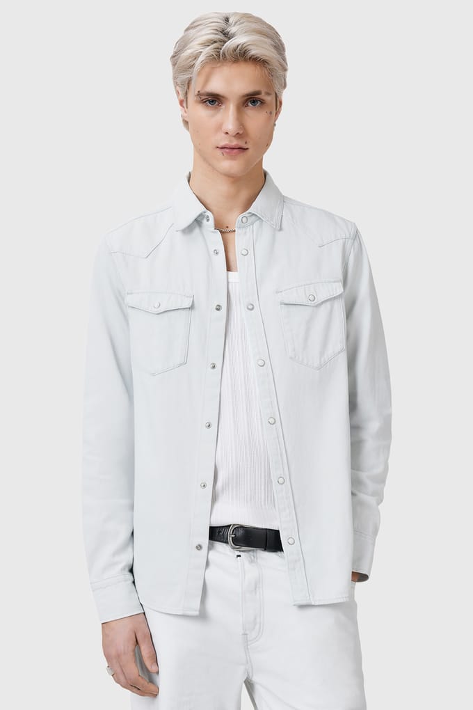 AllSaints Macgowan Shirt Bleach White Größe: S | Casual hemden Outlet | Herren | Weiß