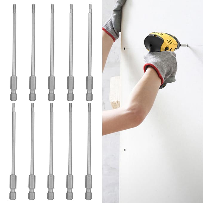 10 stuks 2,5 mm magnetische schroevendraaierbits gelegeerd staal 1/4 inch zeskantschachtbits accessoire