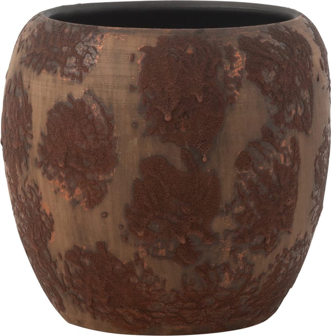 J-Line bloempot Round Terra - keramiek - bruin - large - Ø 24 cm