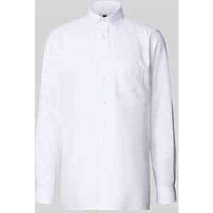 OLYMP Luxor modern fit overhemd - mouwlengte 7 - wit twill - Strijkvrij - Boordmaat: 44