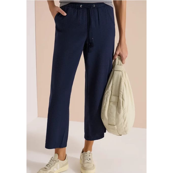 Wide Legs broek in seersucker kwaliteit