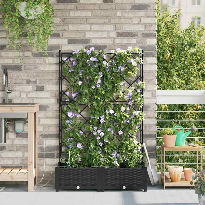 vidaXL - Plantenbak - 2 - st - Zwart - 80 - x - 40 - x - 126 - cm - PP