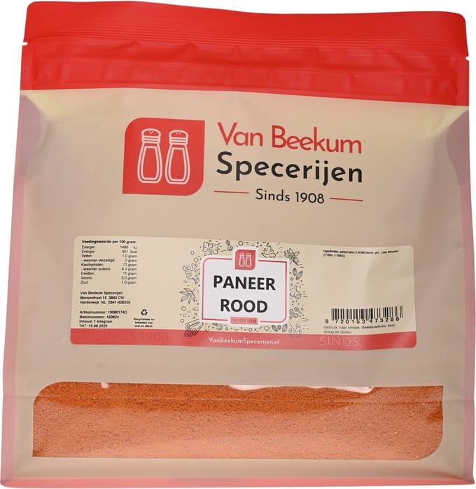 Van Beekum Specerijen - Paneer Rood - 1 KG (hersluitbare stazak)