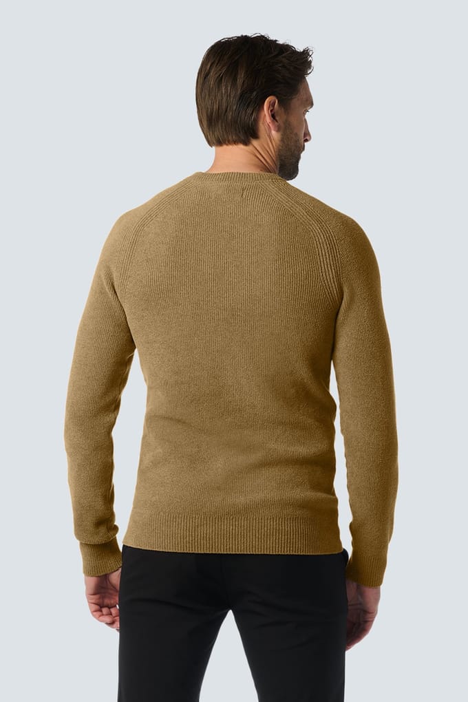 No Excess Pullover Crewneck Ribknit Super Soft Khaki Maat: 3XL | Sweaters Outlet | Heren | Bruin