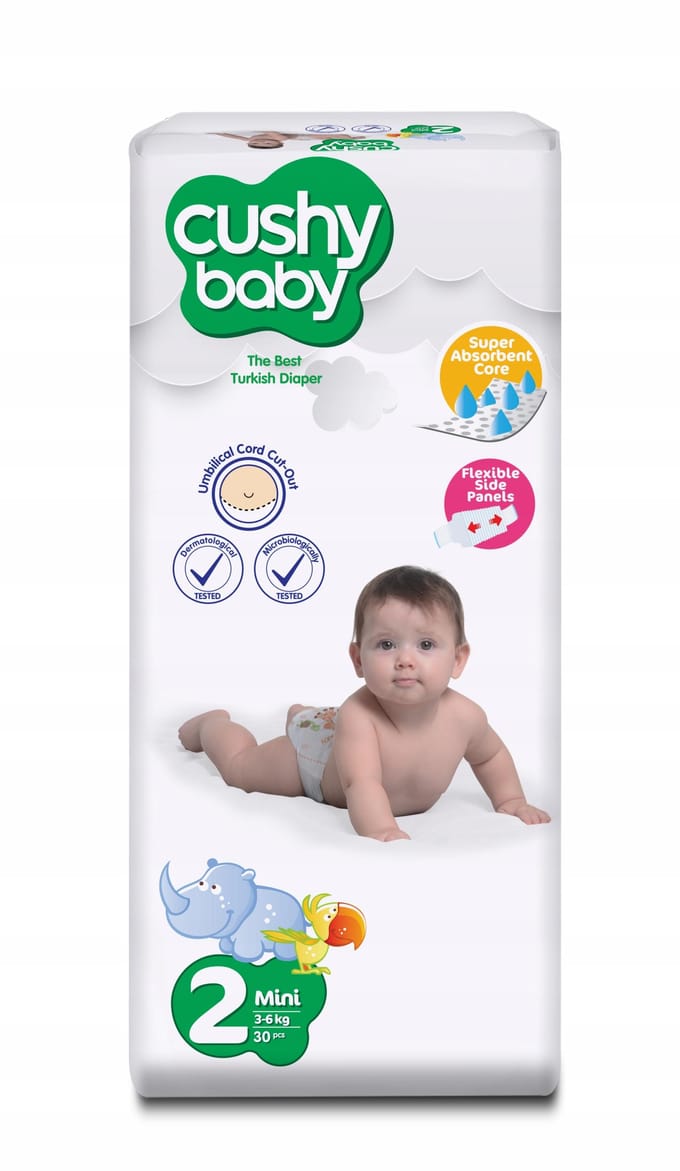 Couches jetables Cushy Baby taille 2, 30 pièces.