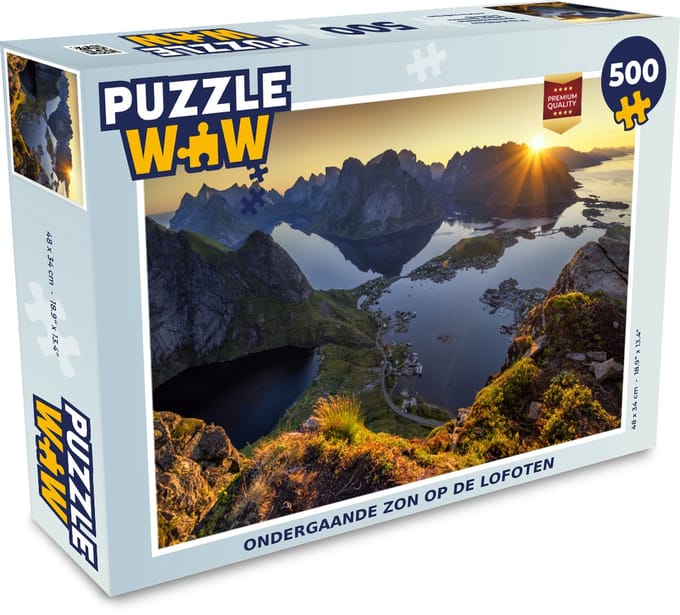 Puzzel Ondergaande zon op de Lofoten - Legpuzzel - Puzzel 500 stukjes