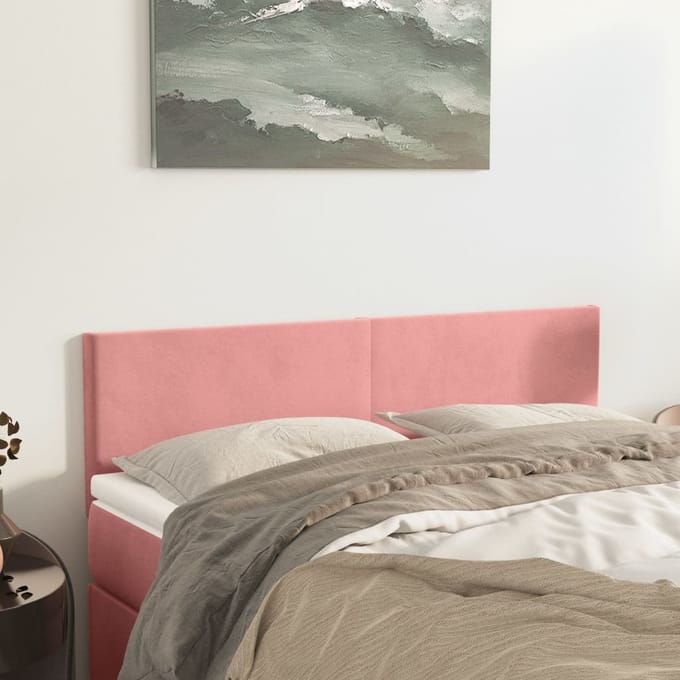 vidaXL - Hoofdborden - 144x5x78/88 - cm - fluweel - roze