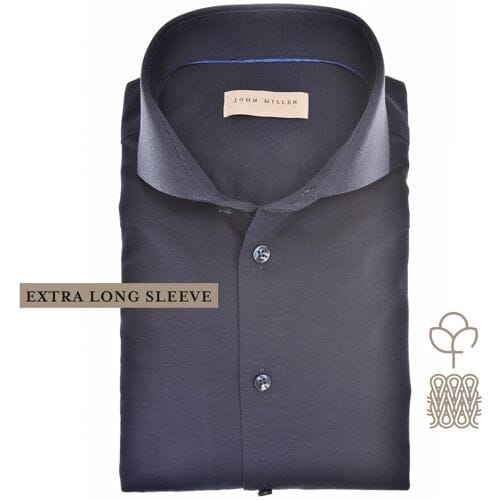 John Miller Overhemd Slim Solid Color Cutaway Extra long Sleeve Tricot Mouwlengte 7 Navy / male