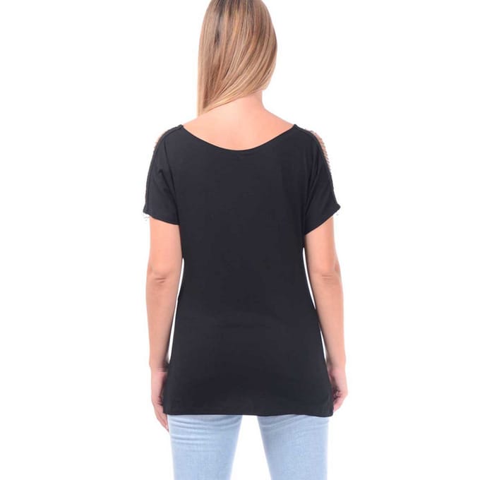 Outer Vision T-shirt - Llagostera top - S tot M - voor Vrouwen - zwart