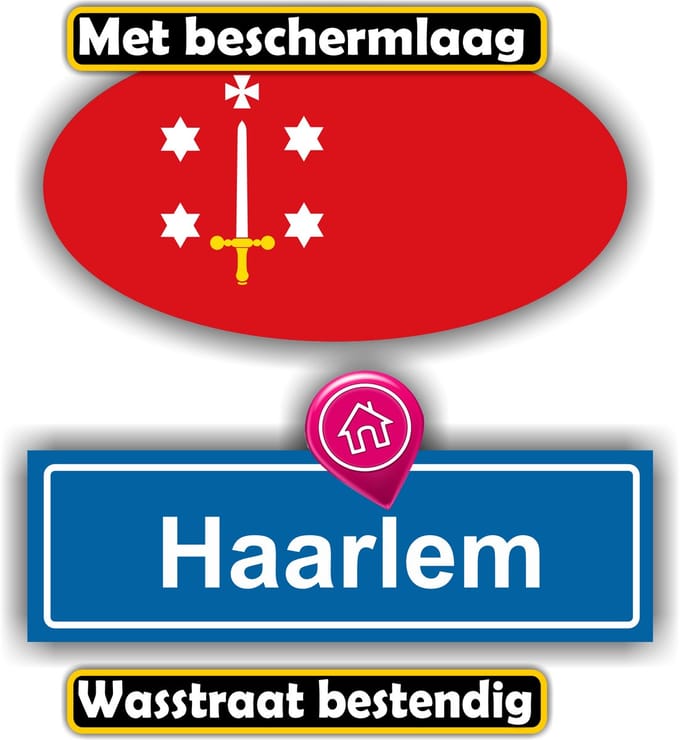 Jerma - Haarlem - Auto - Sticker - set 2 - Ovaal 13x7 cm - rechthoek 13x6 cm - Zelfklevend - Vinyl