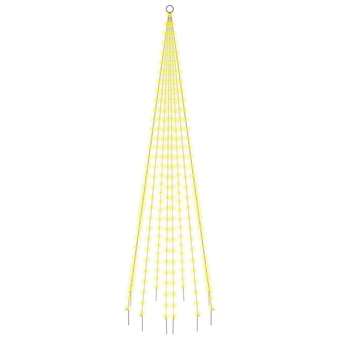 vidaXL Vlaggenmast kerstboom 310 LED's warmwit 300 cm