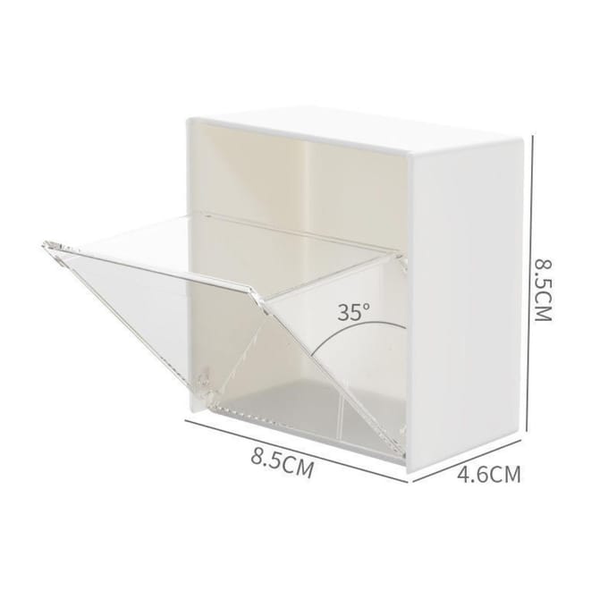 Wandgemonteerde Clamshell Opbergdoos Plastic Wattenstaafjeshouder Watjeshouder Dispenser voor white