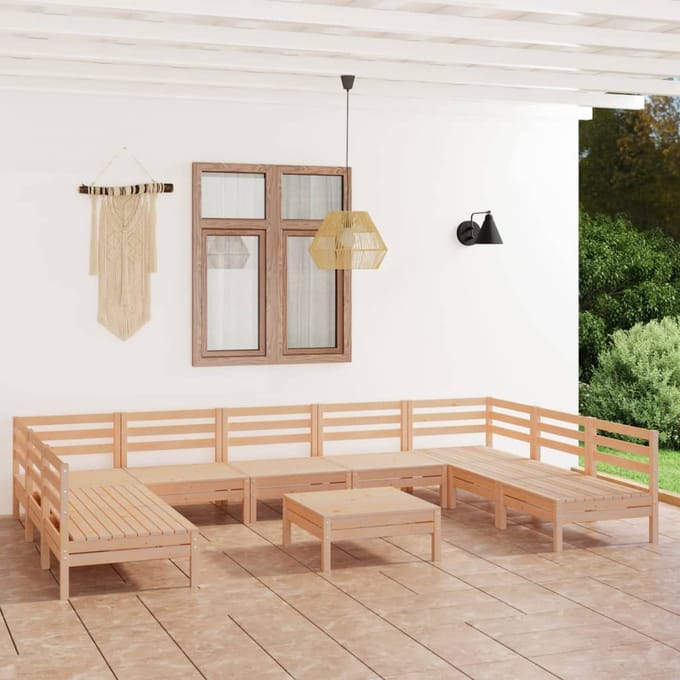 vidaXL - 10-delige - Loungeset - massief - grenenhout