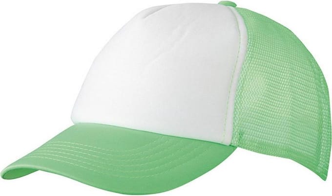 Myrtle Beach Volwassenen Unisex 5 Panel Polyester Mesh Cap (Wit/neon-groen)