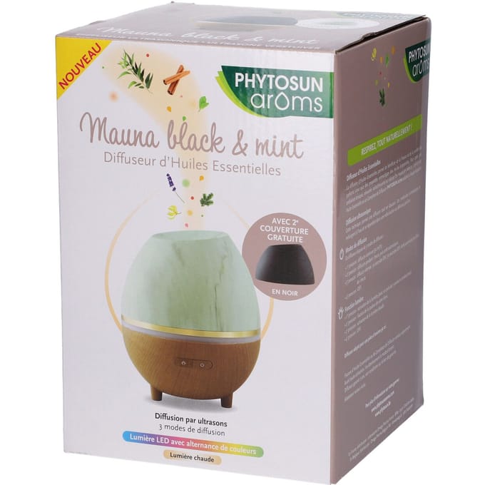Phytosun Verstuiver Mauna 2.0 Black & Mint -voor Essentiële olie- Aroma diffuser