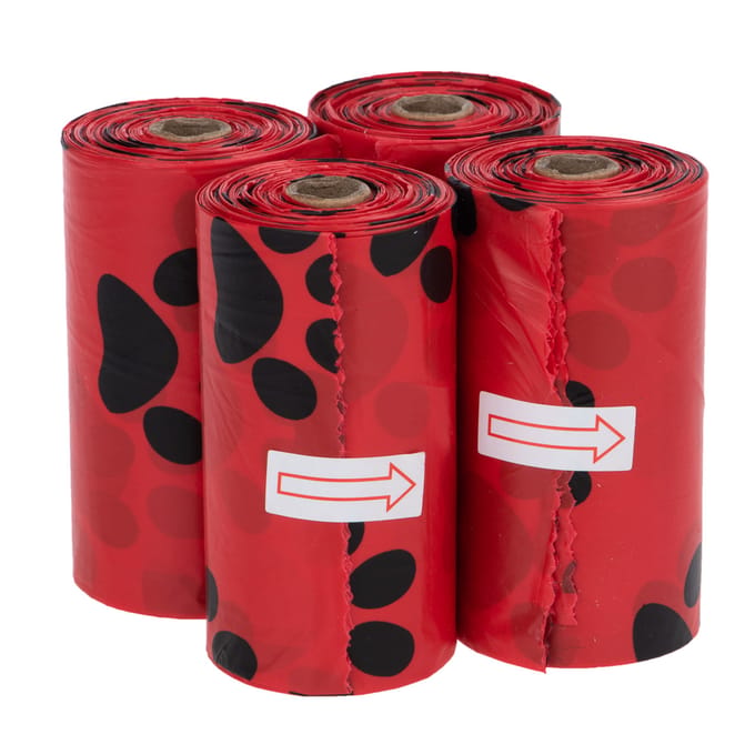 Hondenpoepzakjes met Geur 4 Rollen à 15 Zakjes Rood, Roos Hond