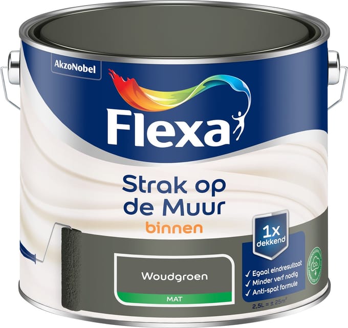 Flexa Strak Op De Muur Muurverf - Mat - Woudgroen - 2,5l