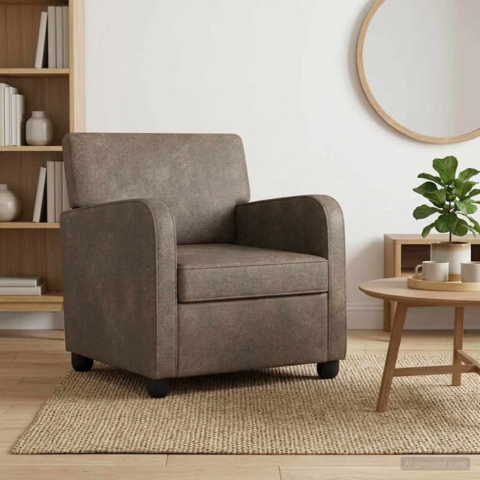 vidaXL - Fauteuil - Donkergrijs - Kunst - Suède - Leer