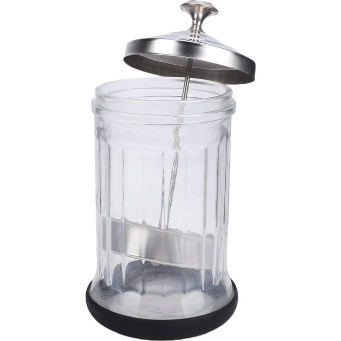 Bocal de Barbier en Verre Borosilicaté Haute Capacité avec Panier Amovible pour Outils de Manucure white