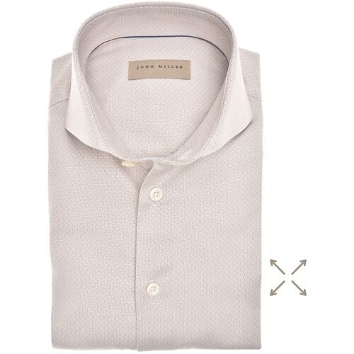 John Miller Overhemd Allover Mini Pattern Cotton Stretch Licht Bruin / male