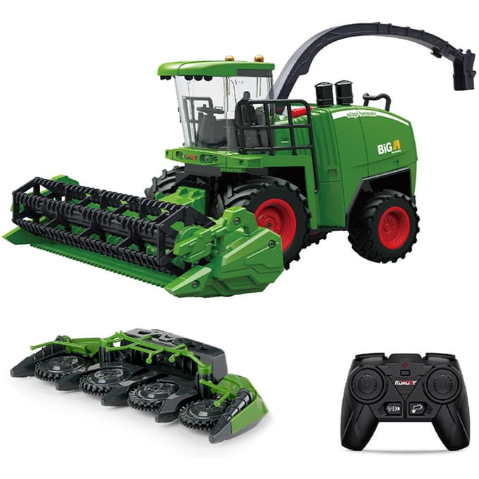 Harvester Truck Afstandsbediening Harvester Speelgoed 1/24 2,4 GHz Afstandsbediening Boer Harvester Rook 1 battery with Replaceable harvesting head legergroene kleur