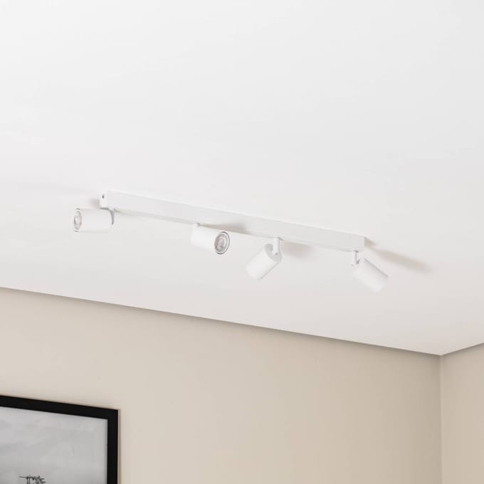 TK Lighting Plafondspot Top, wit, 83 cm, 4-lamps, metaal, GU10