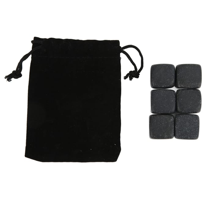 Basalt Whiskey Stenen Set met Opbergzak voor Whiskey Cognac Wijn Drank Herbruikbare Koeling black