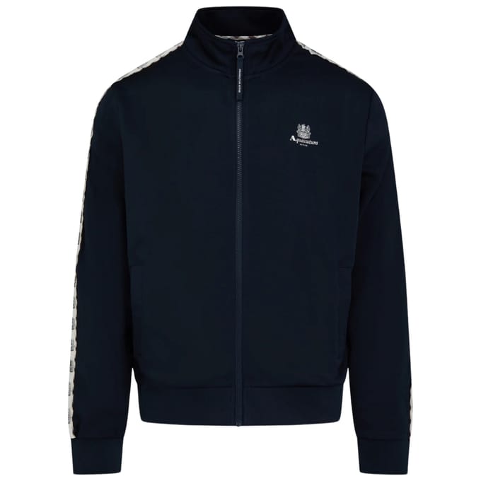 Aquascutum Active Crest Tape Navy Zip Track Top