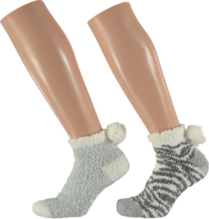 Apollo Dames sokken - 2 pack - blauw/wit - one size - pluche - warm