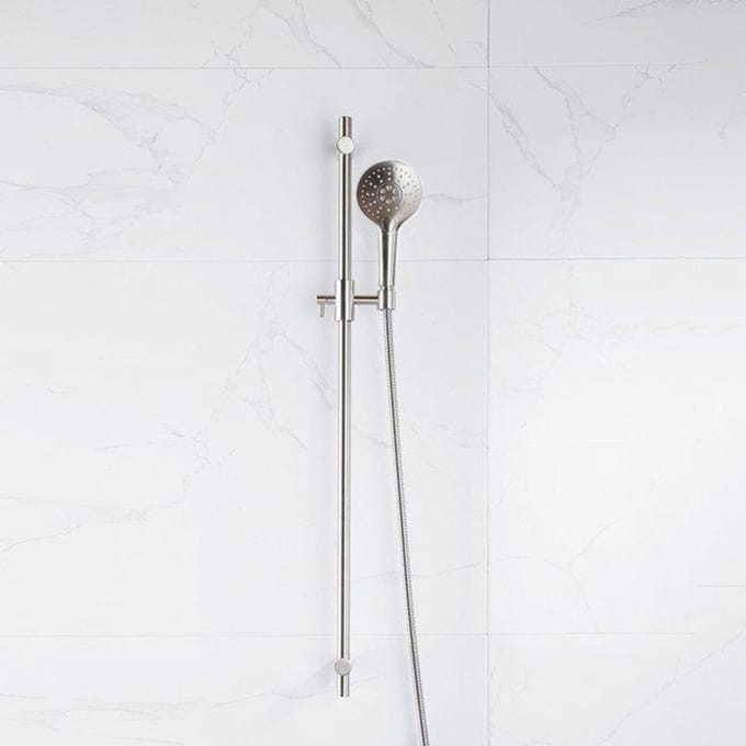 FugaFlow Eccelente Acces glijstangset met ronde handdouche, metalen doucheslang Geborsteld RVS PVD (RVS)