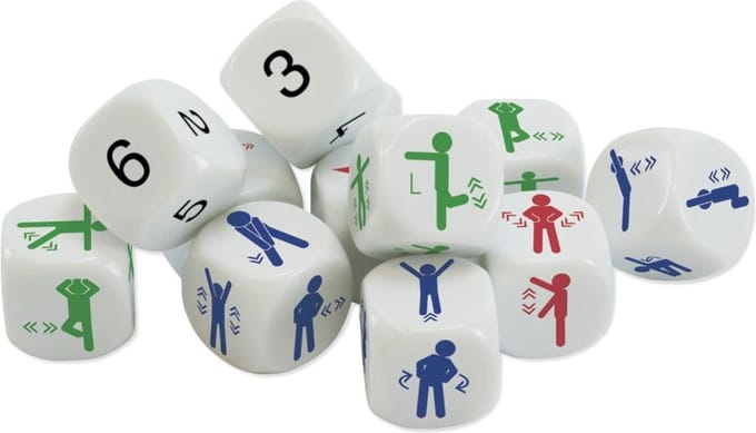 Dobbelstenenset 'Bewegingen" 12 Delige Set In Box