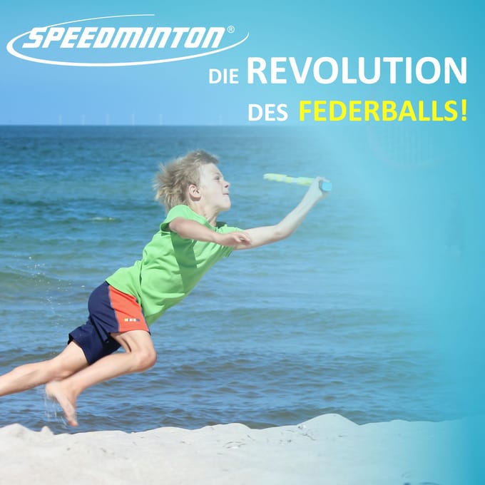 Speedminton Junior set - speedbadminton - crossminton - speed badminton set - blauw/groen/geel
